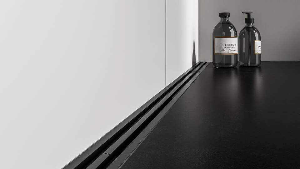 Schlüter®-KERDI-LINE-VARIO MGS variable drainage channel, bathroom matte graphite black